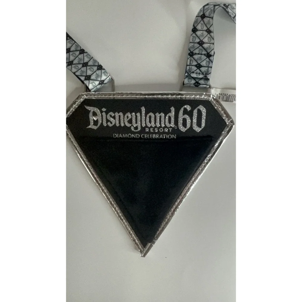 Disneyland 60 Diamond Celebration‎ Pin Lanyard & Pouch NEW Disney Black Silver - Picture 2 of 5